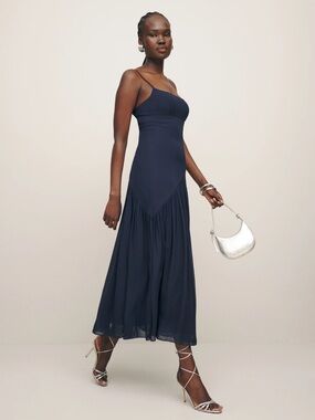 Reformation Navy Blue Catana Dress